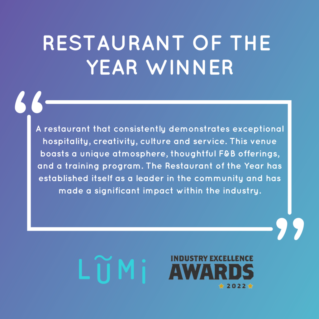 Lumi, restaurant of the year award